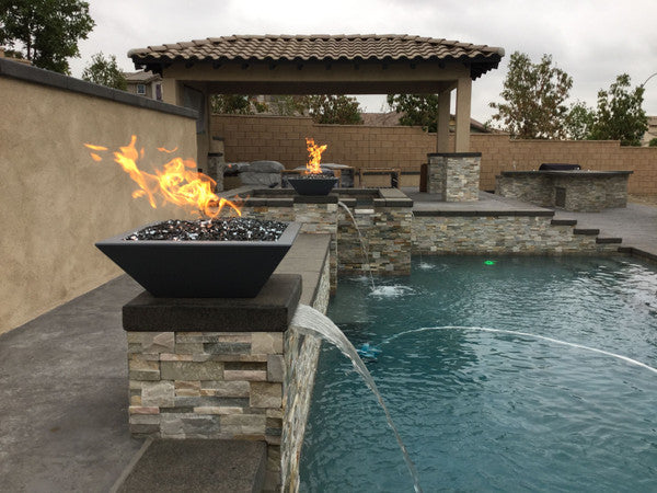 Linzel® Maya Concrete Electronic Fire Bowl - Natural Gas